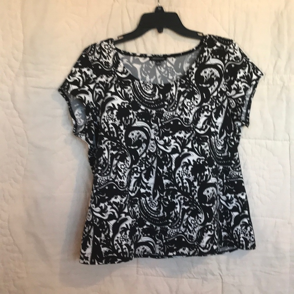 Black and white blouse.